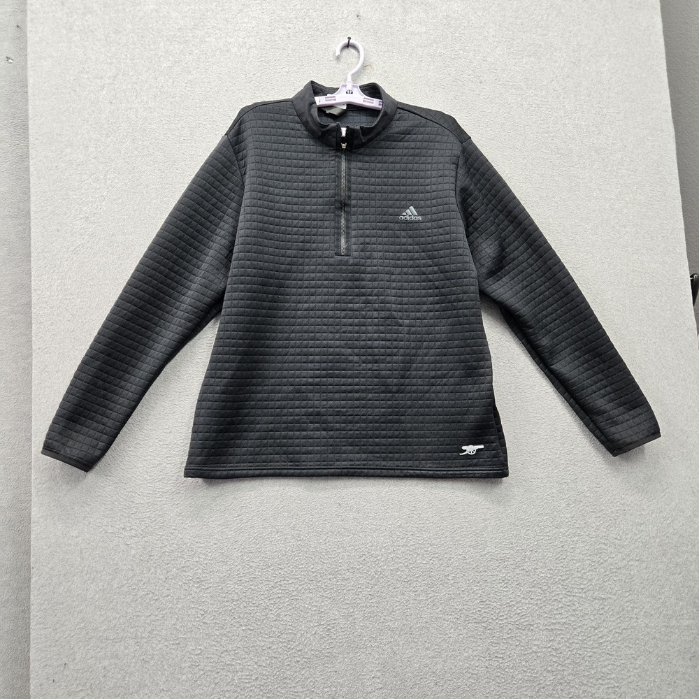 Adidas Men Sweatshirt XL Black Geometric Logo Quarter Zip Activewear Golf